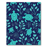 ODIKA Washable Sea Turtle Area Rug - Teal & Navy Low Pile Non-Slip Coastal Carpet