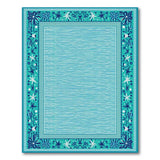 Teal Coastal Starfish Seashell Border Rug