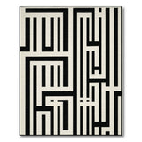 Bold Black White Geometric Maze Geometric Modern Rug