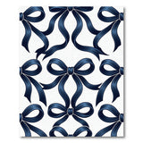 Navy Blue Satin Bow Pattern Area Rug