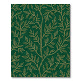 Emerald Green Gold Leaf Outline Area Rug