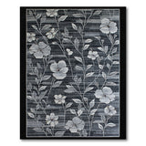 Black White Hibiscus Floral Area Rug