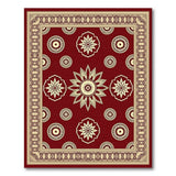 Rich Red Persian Floral Area Rug with Gold Motifs