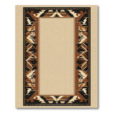 Southwestern Brown Tan Geometric Border Area Rug