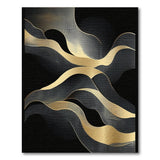 Gold Waves Black Abstract Area Rug