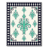 Teal Ornate Persian Area Rug Black Border