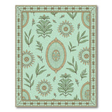 Mint Green Persian Floral Leaf Area Rug