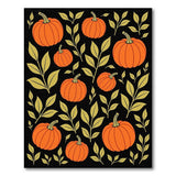 Orange Pumpkin Gold Leaf Black Area Rug