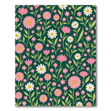 Emerald Green Pink Daisy Floral Area Rug