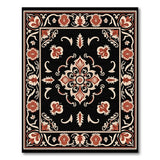 Red Black Persian Floral Medallion Area Rug