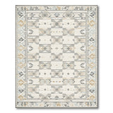 Cream Gray Teal Geometric Southwestern Area Rug