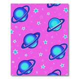 Playful Pink Cartoon Saturn Planets Stars Rug