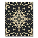 Elegant Black Gold Filigree Floral Area Rug