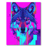 Multi-color and Patterns Geometric Modern Neon Cyber Wolf Head Area Rug