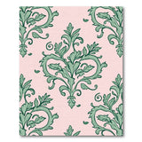 Vintage Green Acanthus Leaf on Pink Area Rug