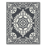 Ornate Traditional Persian Ornate Black White Persian Mandala Rug