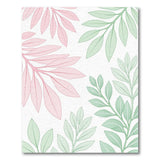 Pink Green Outline Leaf Area Rug