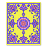 Purple Floral Mandala on Sunny Yellow Persian Rug