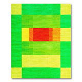 Vibrant Green Multi-Color Geometric Block Rug