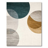 Modern Teal Grey Orange Overlapping Circles Area Rug