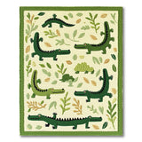 Playful Green Crocodile Kids Area Rug
