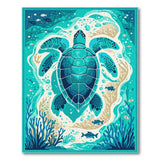 Teal Sea Turtle Coastal Blue and Teal Area Rug