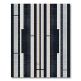 Black and White Modern Black White Geometric Stripe Rug