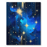 Starry Cosmos Abstract Area Rug in Blue Gold