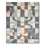 Geometric Modern Area Rug in Grey Blue Teal