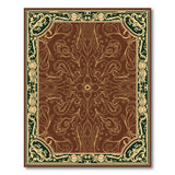 Ornate Floral Medallion Brown Rug