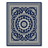 Blue and Teal Ornate Navy Persian Floral Medallion Rug