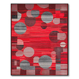 Bold Red Geometric Circles Area Rug