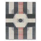 Geometric Black White Area Rug with Red Accents
