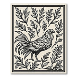 Majestic Rooster with Botanical Leaves Rug