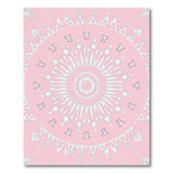 Vintage Pink Mandala Area Rug with Butterflies