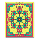 Vibrant Yellow Persian Medallion Rug with Teal Florals