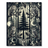 Moonlit Owl Forest Black White Area Rug