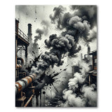 Industrial Factory Smoke Black White Area Rug
