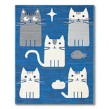 Playful Cartoon Cats Blue Area Rug