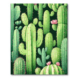 Vibrant Green Cactus Cluster Rug with Pink Blooms