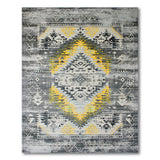 Distressed Grey Mustard Yellow Southwestern Rug