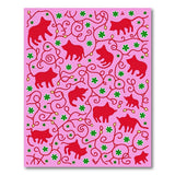 Whimsical Red Pigs Clovers on Pink Area Rug