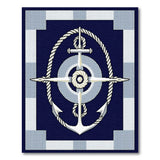 ODIKA Washable Nautical Anchor Navy Blue Area Rug, Non-Slip Low Pile Coastal Carpet
