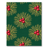 Green Holly Berry Fern Pattern Area Rug