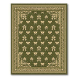 Elegant Green Gold Floral Border Rug