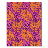 Vibrant Magenta Orange Leaf Pattern Area Rug