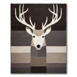 Grey Geometric Deer Head Area Rug