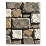 Beige and Neutral Rustic Stone Wall Area Rug