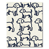 Cute Black Outline Puppy Pattern Area Rug