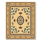 Beige Southwestern Area Rug with Teal Leaves